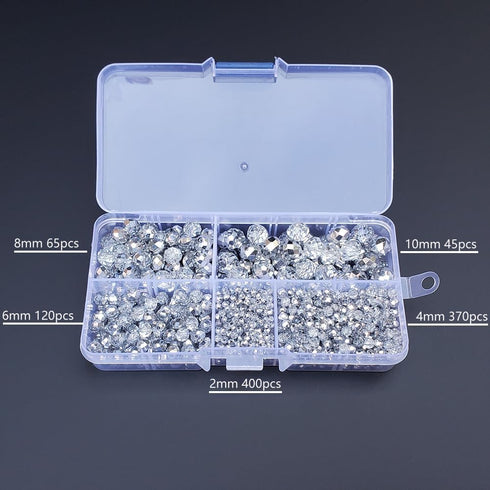 Silvery Rondelle Glass Beads for Jewelry Making, Faceted Briolette Crytal Spacer Beads for Bracelet Necklace Earring (2mm 4mm 6mm 8mm 10mm Mixed S...