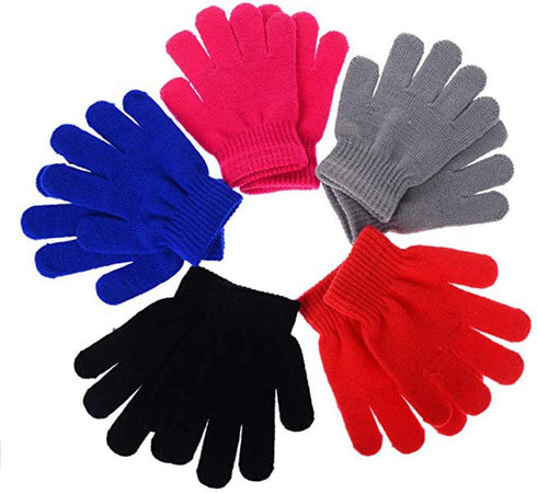 5Pairs of Kids Gloves Boys Winter Gloves Stretchy 5 Fingers Full Fingers Gloves Knitted Magic Gloves Suit (5Pair Mixed)...