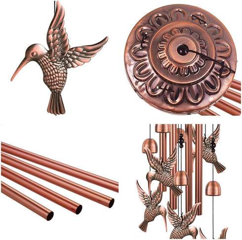 Outdoor Hummingbird Wind Chimes Decor, Hummingbird Wind Catcher, Mobile Metal Hummingbird Wind Bells for Home, Room, Yard, Patio, Festival, Garden...