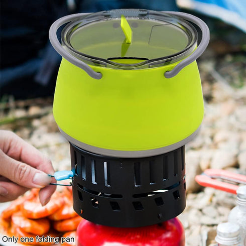 Folding Saucepan, Camp Cookware Hiking Silicone Folding Saucepan Water Kettle With Lid Cookware Travel Camping Pot(Red)...