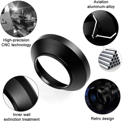 72mm Wide Angle Lens Hood,Universal Metal Lens Hood Sunshade with Centre Pinch Lens Cap for Canon Nikon Sony Pentax Olympus Fuji Camera +Microfibe...