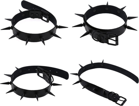 Unisex Multicolor Simulated Leather PU Black-tone/Silver-tone Spikes Rivets Spiked Punk Rock Gothic Choker Collar Necklace...