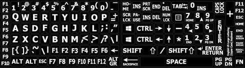 English US Large Letters Keyboard Stickers Matte Non Transparent Black Background (Upper CASE) by 4Keyboard...