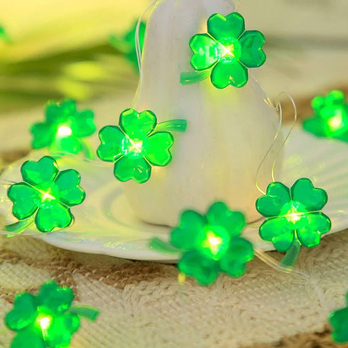 St. Patrick's Day Decorative Lights Green Shamrocks Clover Hat LED String Light 10 Ft 30 Leds Lucky Clovers Lights (Shamrocks)...