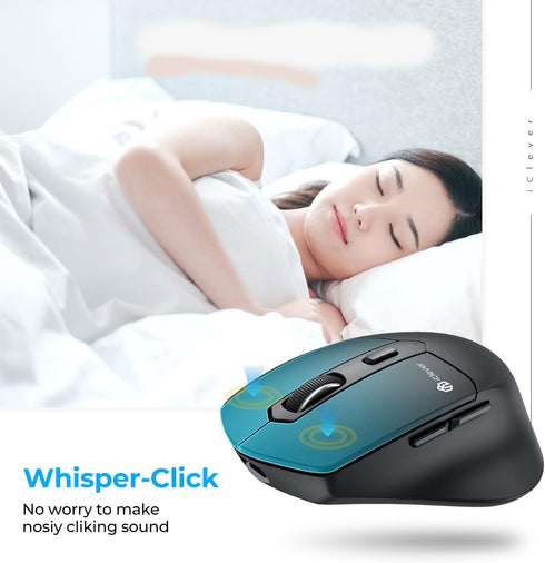 iClever Bluetooth Mouse, MD360 Wireless Ergonomic Mouse with Mouse Jiggle, Rechargeable Computer Mouse for Multi Devices(BT+2.4Ghz Connection), 4 ...