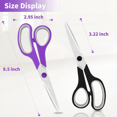 Scissors, 8.5" Scissors All Purpose Comfort Grip Stainless Steel Sharp Scissors for Office School Home Supplies, Right/Left Handed, 6 Piece Set...
