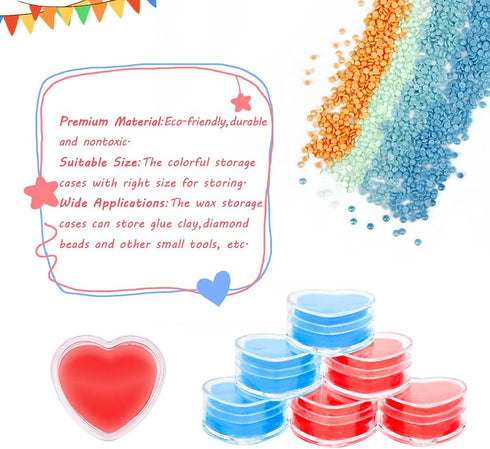 Sonsage 48Pcs DIY Diamond Art Painting Wax,Red and Blue Heart Shaped Glue Clay,DIY 5D Paint with Dimond Storage Glue Embroidery Accessories Tools ...
