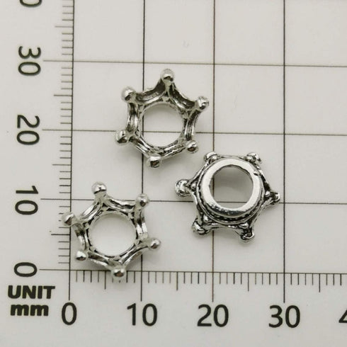 iloveDIYbeads 60pcs Mixed Antique Silver Bronze Gold 3D King Crown Loose Spacer Bead,Craft Supplies Crown Charms for Jewelry Making Accessory Find...