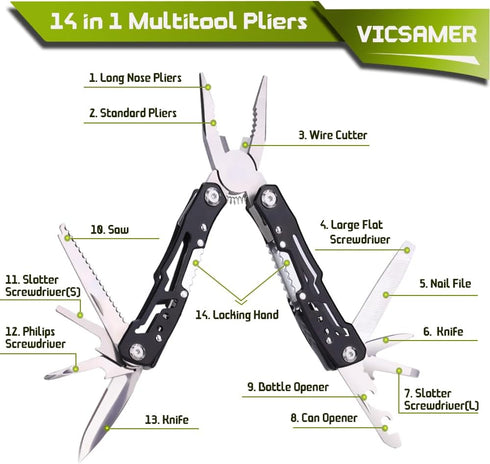 14 in 1 Multitool Pliers Gives One Whistle as a Gift, Professional Pocket Pliers from Wife Daughter to Father Boyfriend Husband on Christmas, Birt...