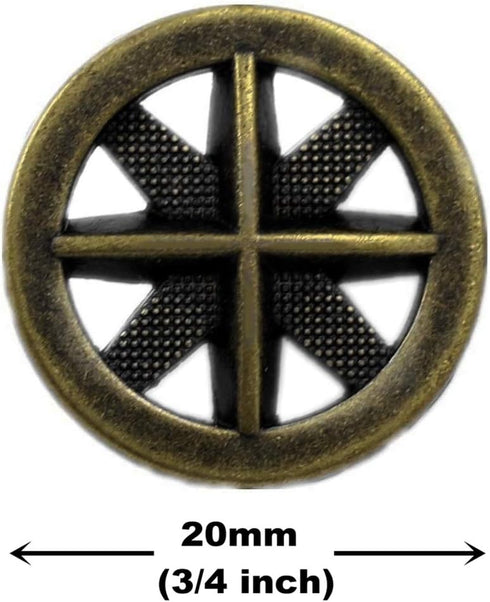 Bezelry 15 Pieces Asterisk Metal Antique Brass Color Metal Shank Buttons. 20mm (3/4 inch)...