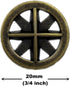 Bezelry 15 Pieces Asterisk Metal Antique Brass Color Metal Shank Buttons. 20mm (3/4 inch)...