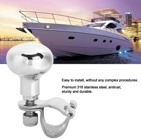 Steering Wheel Spinner, Universal 316 Stainless Steel Steering Wheel Knob Auxiliary Boosters Ball Suicide Power Handle Boat Accessory...