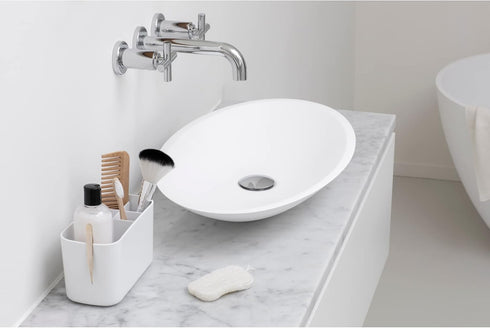 Brabantia Renew Bathroom Caddy (White) - Compartments for Toothbrushes, Toothpaste, Soap etc - Nonslip Base and Drainage Holes...