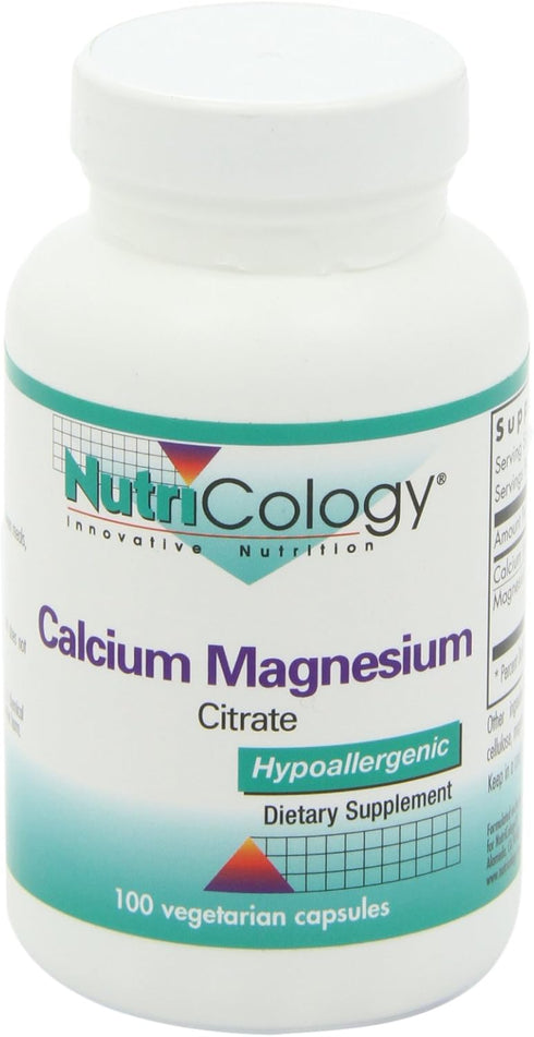 Nutricology Calcium Magnesium Citrate Supplement - Bone Health, with Calcium Citrate, Pure, Well-Absorbed, Vegetarian Capsules - 100 Count...
