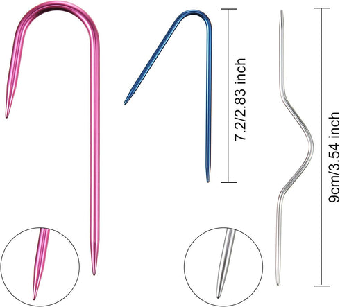 9 Pieces Cable Stitch Holders, Mixed Color Aluminum Cable Needles Stitch Holders, Safety Pin Brooch Weaving Needle Sweater Knitting Tool, Bent Tap...