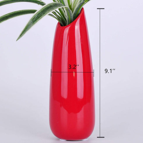 VanEnjoy 9.4" Red High Creative Oblique Opening Design Desktop Ceramic Vase Home Office Decoration Vases...