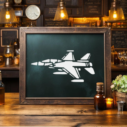 Airplane Jet, Air Force, Army, Navy, Stencil 8" x 10.5 Flexible Durable Plastic Arts and Crafts Material Scrapbooking for Airbrush Painting Drawin...