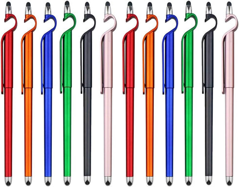 Stylus Pen, SITAKE 12 Pcs Multifunctional 3 in 1 Phone Holder + Capacitive Stylus + Ballpoint Pens, Mobile Phone Stand Stylus Pens for All Touch S...
