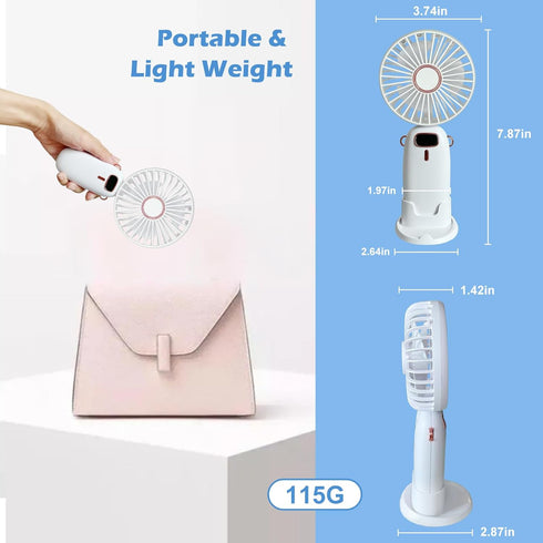 Portable Fan, Personal Fan, 5-IN-1 Handheld Mini Fan, USB Rechargeable Fan, 3000mAh Battery with 5 Speed, Portable Travel Fan for Women Men Home O...