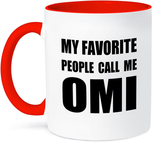 3dRose mug_232534_5 "My Favorite People Call Me Omi - Fun Black Text Design For Grandma" Ceramic Mug, Black/Red, 11 oz...