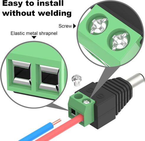 VCE 12V DC Power Connector, 5.5mm x 2.1mm DC Power Plug, 5 Pcs Male and 5 Pcs Female DC Connectors for LED Strip, CCTV Security Camera, Outdoor Ca...
