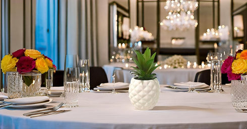 White Porcelain Pineapple Ananas Faux Plant Potted Artificial Succulent 7.8" Home Office Bathroom Tabletop Shelf Kitchen Decoration...