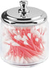 iDesign York Bathroom Vanity Glass Apothecary Jar for Cotton Balls, Swabs, Cosmetic Pads - Clear/Polished Lid,Small...