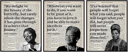 Posterizer 3 pcs-Maya Angelou-Black Woman Inspiring Quotes-Afro-American Art Collection-Quotes- Living Room Bedroom Decor- unframed wall art...