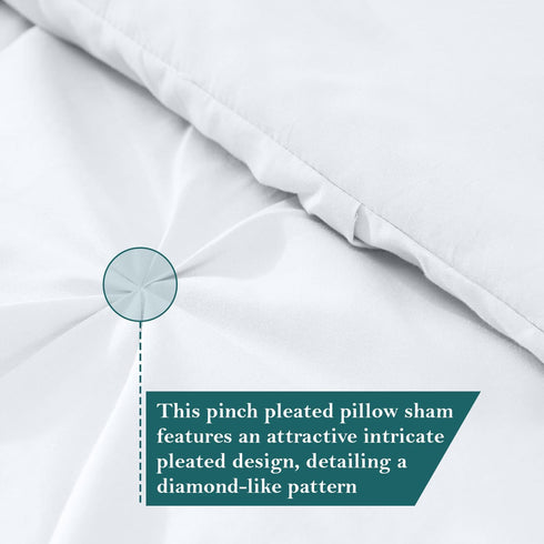 King Pillow Shams Set of 2 Pinch Pleated White Pillow Shams King Size 20x36 Pillow Covers 100% Egyptian Cotton 600 Thread Count Soft Skin Friendly...