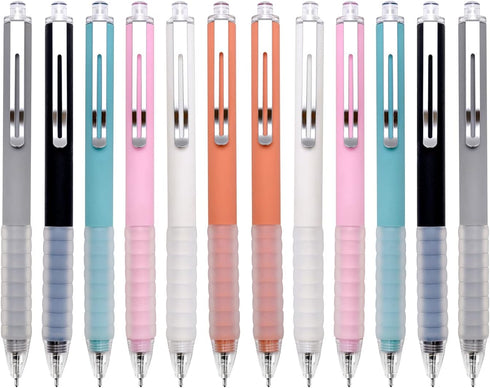 Linbsunne Ballpoint Pens Medium Point 1mm Black Ink Work Pen with Super Soft Grip Ball Point Pen for Men Women Retractable Office Pens (Silver Cli...