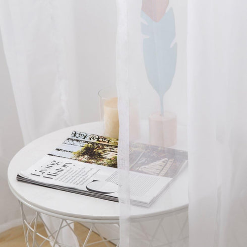 MIULEE 2 Panels Solid Color White Sheer Window Curtains Elegant Window Voile Panels/Drapes/Treatment for Bedroom Living Room (54 X 72 Inches White...