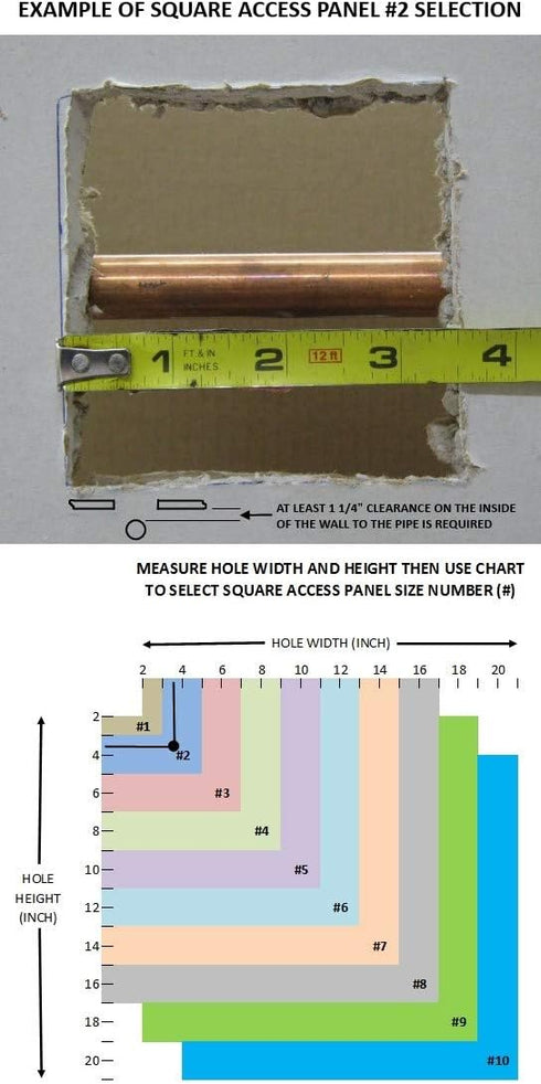 Hide Hole Quick Square Repair Panel for Wall and Ceiling, Exactly Fit Hole Without Trimming, Access Panel for Standard Drywall Sheetrock, Size Min...