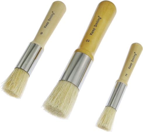 Wooden Stencil Brush 3PCS Natural Pure Hog Bristle Template Paint Brushes for Acrylic Oil Watercolor Art Painting Stencil Project Card Making DIY ...