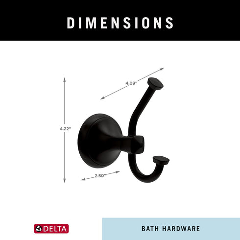 Delta ESA35-MB Esato Double Towel Hook Bath Hardware Accessory in Matte Black...