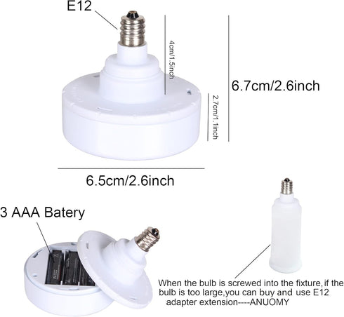 E12 Battery Operated Light Bulb,Screw in Puck Lights with Remote,Battery Powered LED Light Bulbs Small Puck Light for Not Electricity Wall Sconce ...
