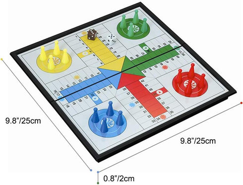 Ludo Game Board Set -9.5”, Magnetic Folding Travel Classic Strategy Game for Kids and Adults (Right Angled)...