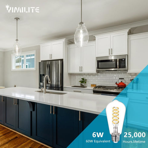 ST58 (ST19) LED Edison Bulb 60 Watt Equivalent, CRI 80+, Shatterproof High Brightness Natural White 4000K Dimmable Antique LED Filament Light Bulb...