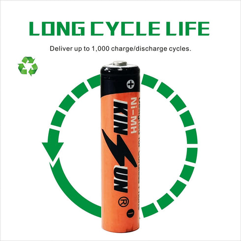 KINSUN AAA 700mAh 1.2V NiMH Rechargeable Batteries for Outdoor Solar Garden Lights Landscape Pathway Driveway Walkway Backyard Patio Lawn Porch Fe...