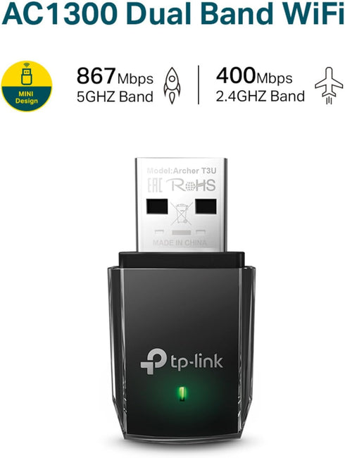 TP-Link Archer T2U 11AC USB WiFi Adapter - Dual Band 2.4G/5G AC600 Wireless Network Card, WiFi Dongle, Mini Size, Supports Windows (XP/7/8/8.1/10)...