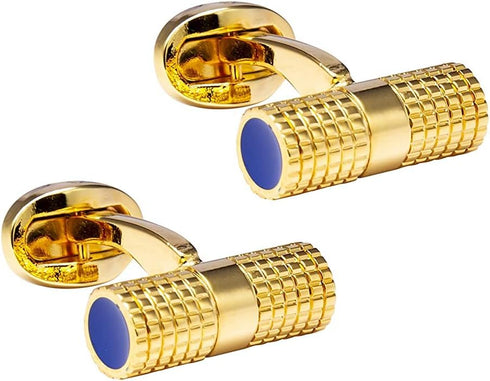 Checkered Cylinder with Blue Tips Cufflinks...