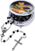 Needzo Boys Black Bread of Life First Communion Rosary with Case Gift Set, 18 Inch...