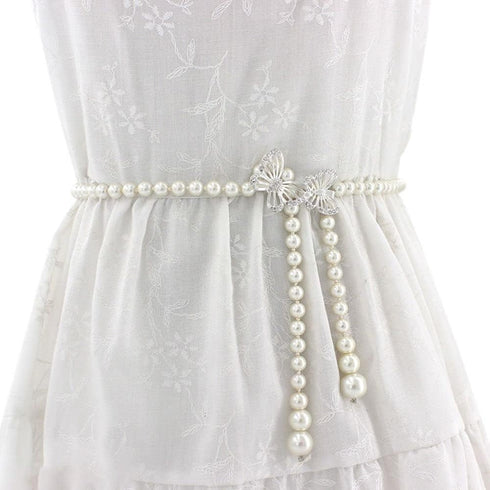 Elegant Pearl Women's Belt Simple Adjustable Thin Chain Belt For Ladies Dress Skinny Waistband Decorative Jewelry...
