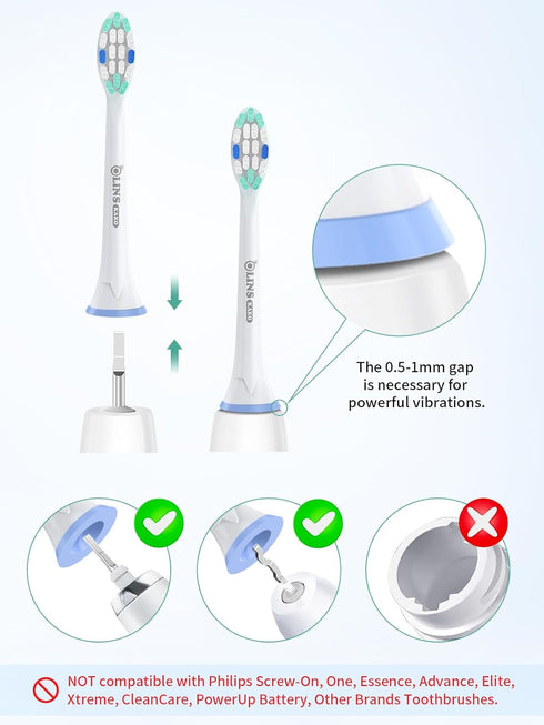 Replacement Brush Heads for Philips Sonicare Toothbrush Handles Toothbrush Heads for Sonicare (Pack of 4)...