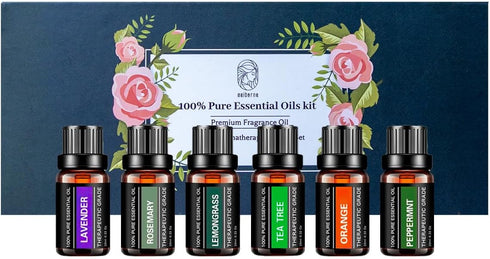 Essential Oils Sets Pure Oils kit- Top 6 Aromatherapy Oils Gift Set-6 Pack, 10ML(Rosemary, Lavender, Lemon Grass, Orange, Peppermint, Tea Tree)...