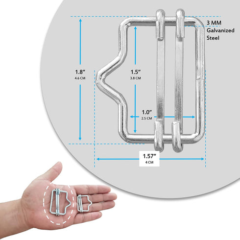 Electric Fence Poly Tape Splicer, Polytape Buckle, Polytape Splicer, Fencing Polytape Connectors (10 Pack), Silver...