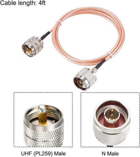 uxcell UHF (PL259) Male to N-Type Male Antenna Cable RG316 Coax Cable 4 Ft for Antenna Analyzer Ham Radio Transceiver...