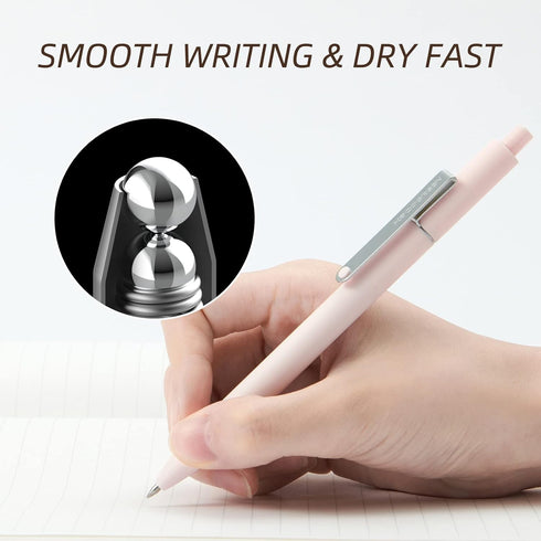 Kaco MIDOT Gel Ink Pens 5 Pieces All Black Ink 0.5mm Fine Point Retractable Soft Touch Grip Aesthetic Cute Colored Pens Office School Supplies Sta...