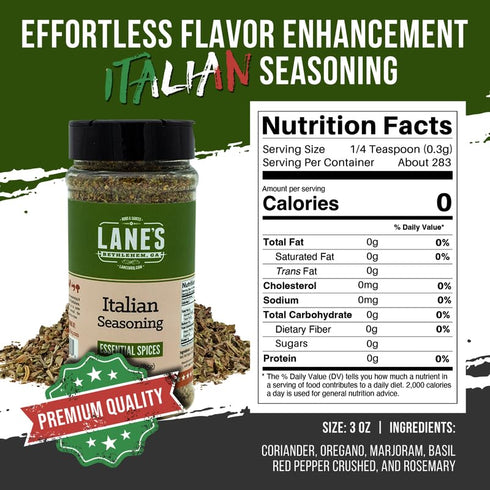 Lane's Italian Seasoning Blend Spices and Seasonings, All-Natural Italian Herbs Seasoning For Any Italian Inspired Dishes, Made in USA, 3 Oz (85g)...
