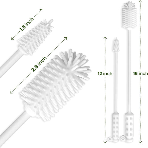 purifyou Platinum Silicone Water Bottle Cleaner Brush, Extra Long Handle 16 inch, with Cap Brush for Tumblers, Drinking Glasses, Vase - Perfect fo...