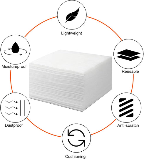 100 Pcs Cushion Foam Pouches & Foam Sheets, Dveda 12"x12" Packing Foam Pouches, Cushion Wrap Sheets Moving Supplies, for Packing Moving Shipping a...